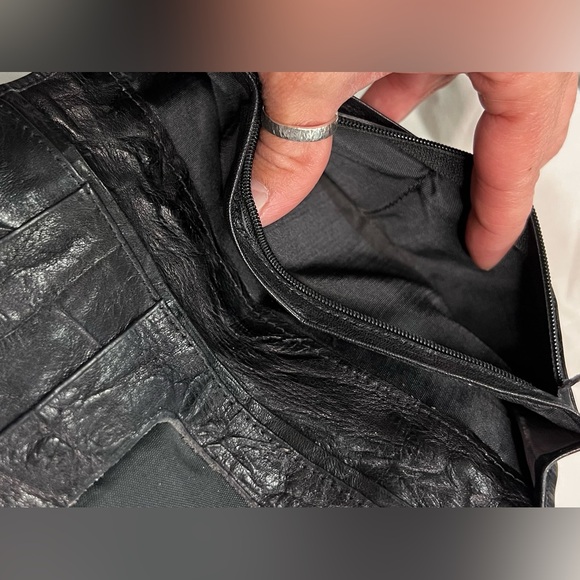 VINTAGE Yves Saint Laurent YSL Calf Leather Crinkle Bifold Wallet Antique Rare - Picture 11 of 15